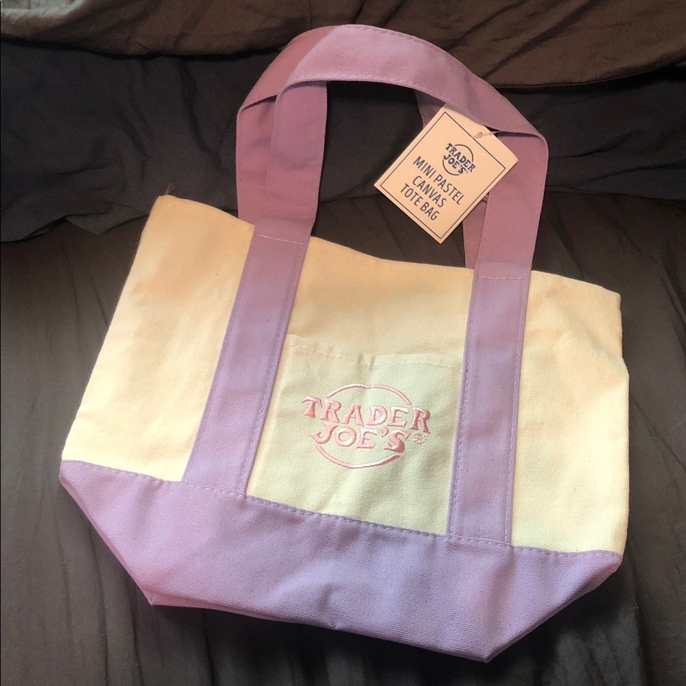 Mini Pastel Canvas Tote Bag - Lavender & Cream
